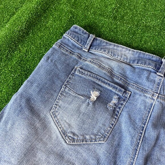 Faded Glory Lace Trim High Rise Distressed Denim Jeans Shorts Plus Size 24W - Picture 14 of 14